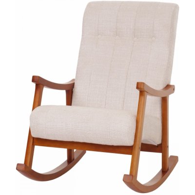 Design-Shop Houpací HWC-K10 relaxační dřevo ořech látka Krémová – Zboží Dáma