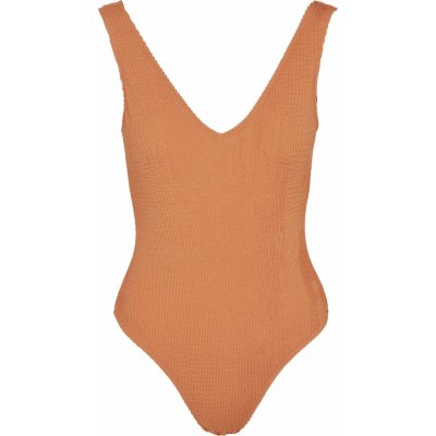 Urban classics Ladies Crinkle High Leg Swimsuit papaya