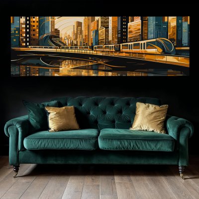 Obraz na plátně - Ranním vlakem z Yokohamy FeelHappy.cz Velikost obrazu (šířka x výška): 150 x 50 cm – Zboží Mobilmania