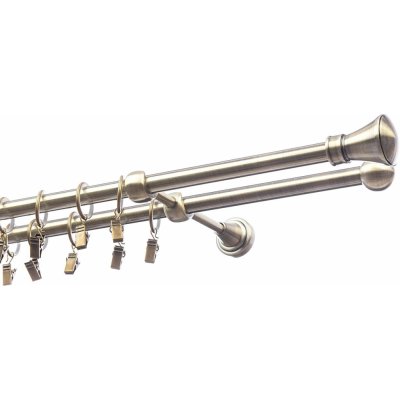 Garnyze-levne Kovová garnýže Monako dvouřadá mosaz 16/16mm 160 cm – Sleviste.cz