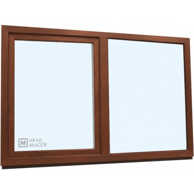 KNIPPING Plastové okno - 70 AD, 2100x1200 mm, FIX/OS, ořech Barva, imitace: ořech/bílá (jednostranně) – Sleviste.cz