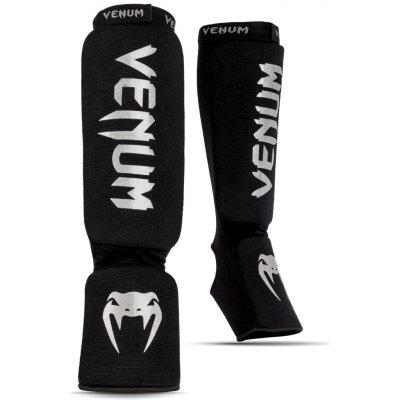 Venum Kontact Shin Guards, Black/Silver Velikost: XL – Zbozi.Blesk.cz