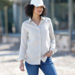 Flanelová košile v denimovém vzhledu písková – Zboží Dáma