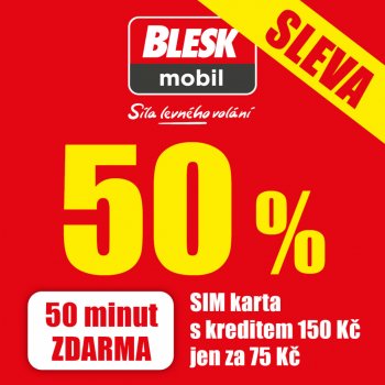 BLESKmobil Předplacená SIM karta za 75 Kč s kreditem 150 Kč