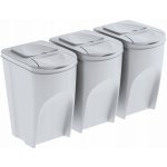 Prosperplast Sada 3 odpadkových košů SORTIBOX popelavá objem 3 x 35 L – Zboží Dáma