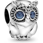 Pandora Stříbrný korálek Sova s modrými krystaly 798397NBCB – Zboží Mobilmania