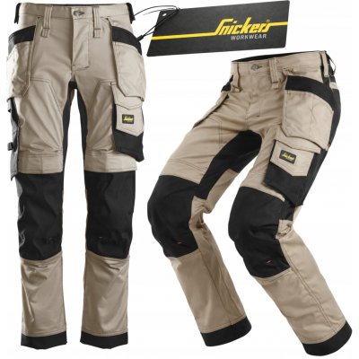 Snickers Pracovní kalhoty 6241 pružné montérky Stretch khaki black – Zboží Mobilmania