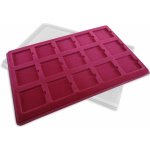 Schulz ČR Plato kazeta na mince potažené vínově červeným sametem s průhledným krytem 15 polí o rozměru 50 x 50 mm – Zboží Dáma