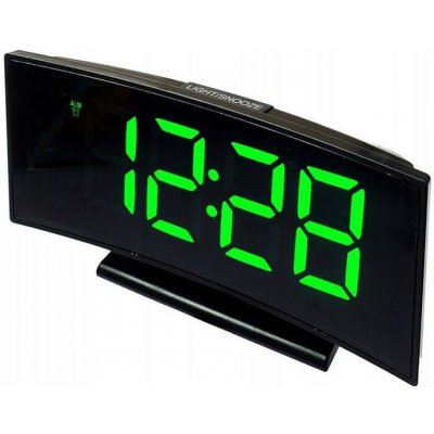 Stolní hodiny DS 3621X - budík moderního vzhledu, nap. z USB, černé hodiny s bílým, červeným a zeleným displejem Barva: Zelená