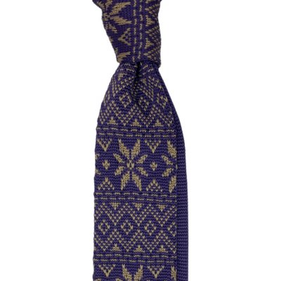 Pletená kravata s hnědým vzorem fialová – Zboží Mobilmania
