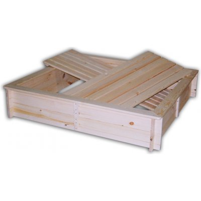 Biedrax pískoviště dřevěné s lavičkami a krytem 140 x 140 x 30cm středně hnědá – Sleviste.cz