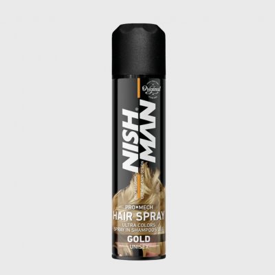 Nish Man Pro Mech Hair Spray Gold barevný sprej na vlasy zlatý 150 ml