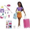 Panenka Barbie Mattel Barbie Cestovatelka brunetka s kočičkou HGX55