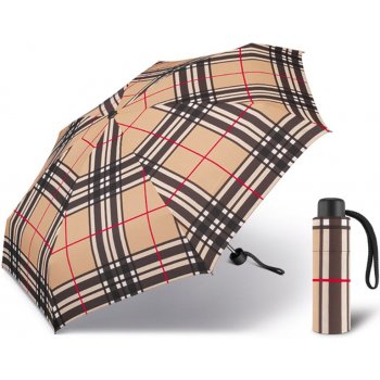 Happy Rain Petito Checks Camel dámský skládací mini deštník hnědý