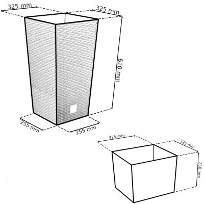 botle Květináč Ratan Bílý Náměstí 32,5x32,5x61 cm – Zboží Mobilmania