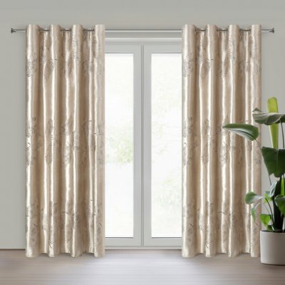 EUROFIRANY ZATEMŇOVACÍ ZÁVĚS NA KROUŽCÍCH IDALIA 140X250 CM LISTY – Hledejceny.cz