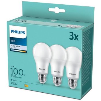 Philips LED žárovka E27 13W 4000K 230V A65 SET3ks P694906