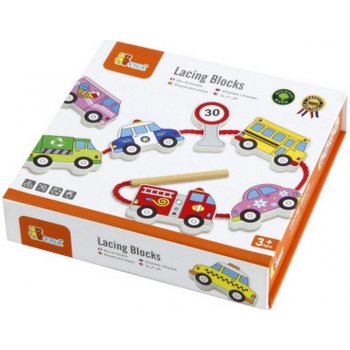 Viga Lacing Blocks Set provlékací hra auta