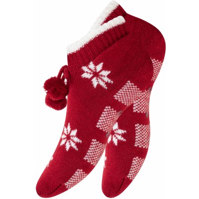 Aydemir Kotníkové zateplené dámské vánoční ponožky Červená
