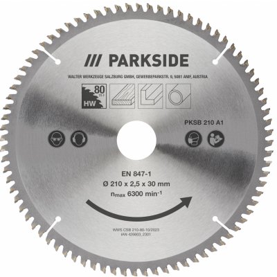 PARKSIDE Pilový kotouč, 210 mm PKSB 210 A1 (80 zubů)