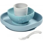 Beaba Jídelní souprava Silicone Meal Set ze silikonu modrá pro miminka od 4 měs 4 dílná – Sleviste.cz