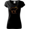Dámské tričko s potiskem Kapybara hnědý obrys Moňas Pure dámské triko Černá
