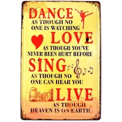 Ceduľa Dance Love Sign Live Vintage style 30cm x 20cm Plechová tabuľa – Zboží Mobilmania