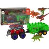 Auta, bagry, technika Lean Toys Vozidlo s přívěsem s motivem dinosaura + 4 kusy dinosaurů