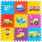 Iplay Pěnová podložka pro děti puzzle vozidla 9 prvků 86x86cm – Zboží Dáma