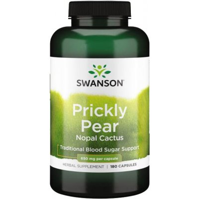 Swanson Prickly Pear Nopal Cactus, Kaktus Opuncie, 650 mg, 180 kapslí