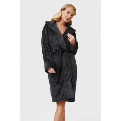 Aruelle Hřejivý župan Becky krátký s kapucí tmavěšedá – Zboží Mobilmania