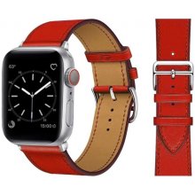 Crested Kožený řemínek pro Apple Watch 42, 44 a 45 mm s dvojitou ocelovou přezkou červený YACZ-Y974
