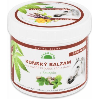 Herbavera Body Massage koňský balzám s konopím (For Massage Joints, Back And Muscles) 500 ml