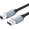 usb kabel Vention CTTHI Cotton Braided USB 2.0 A Male to B Male Printer, 3m, šedý