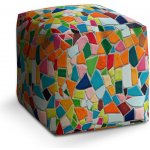 Sablio taburet Cube barevná mozaika 40x40x40 cm – Zboží Mobilmania