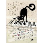 Papery Embosované přání do obálky KOČKA S PIÁNEM – Zboží Dáma