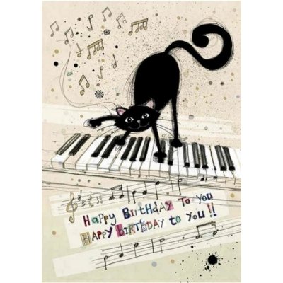 Papery Embosované přání do obálky KOČKA S PIÁNEM – Zboží Dáma