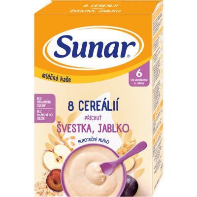 Sunar mléčná kaše 8 cereálií švestka jablko 210 g – Zboží Mobilmania