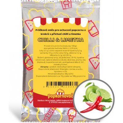 Popkornovač.cz Popcorn příchuť Chilli Limetka 50 g – Zboží Mobilmania