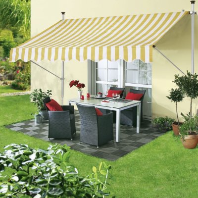 Sunfun Rozpěrná markýza, bílo-žlutá, 2,5 x 1,3 m CC-1510-P004 – Sleviste.cz
