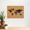 Nástěnné mapy ALUM Korková nástěnná mapa světa- přírodní, černá XL