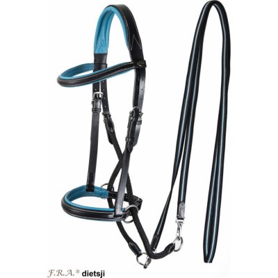 F.R.A. Uzdečka bezudidlová Dietsji černá /sky blue – Zboží Dáma