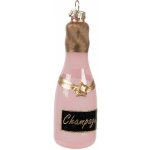 Clayre & Eef Růžová vánoční skleněná ozdoba láhev šampaňské Champagne Ø 4*12 cm – Hledejceny.cz