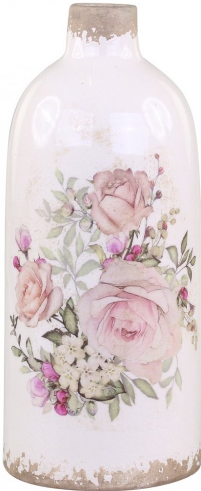 Keramická dekorační váza s růžemi Rose pattern M - Ø 11*26cm |  Srovnanicen.cz