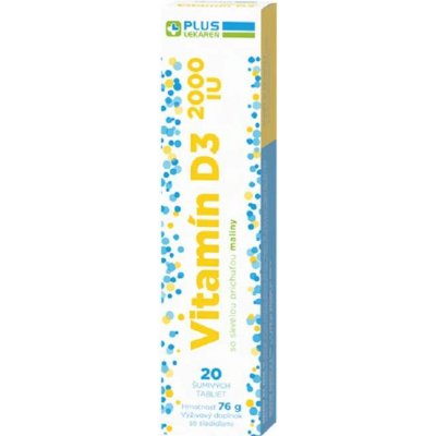 Plus Lekáreň Vitamín D3 2000 IU malina 20 šumivých tablet – Hledejceny.cz