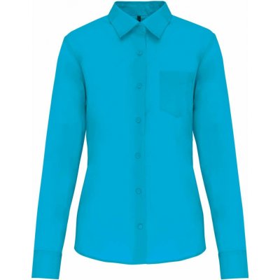 Kariban dámská košile s dlouhým rukávem Jessica zářivá tyrkysová modrá – Zboží Mobilmania