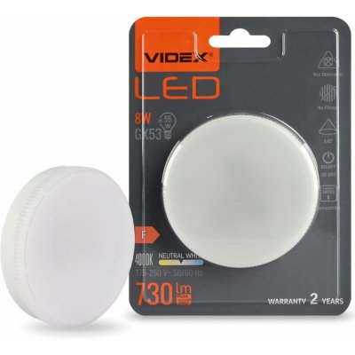 LED žárovka LED GX53 Reflektor 8W = 55W 730lm 4000K Neutrální bílá 140° Videx – Hledejceny.cz