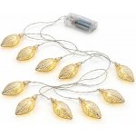 DECOLED LED světýlka na baterie 1,8 m teple bílá, 10 diod, kovové lístky, čirý kabel IP20 interiér, 2× AA – Hledejceny.cz