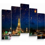 Obraz - Lampióny štěstí, Bangkok, pětidílný 125x90 cm – Hledejceny.cz