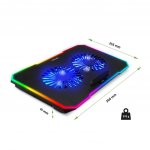 EVOLVEO CoolPro, chladící podložka pod notebook, 2x ventilátor, RGB podsvícení, černá – Hledejceny.cz